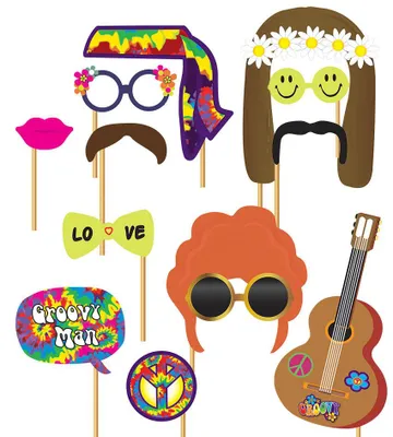 Produktbild von Foto Fotobox Accessoires Party Zubehör Hippie Set