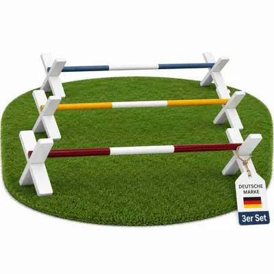 Produktbild von Hoofly Hobby Horse Cavaletti 3er Set – Holz Hindernisse Kinder zum Springen & Trainieren / Steckenpferd Hürden & Hobby Horsing Zubehör