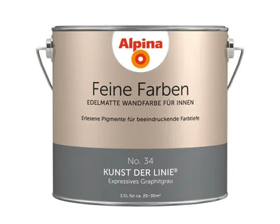 Produktbild von Alpina Feine Farben Wandfarbe No. 34 Kunst der Linie - expressives graphitgrau 2,5 L