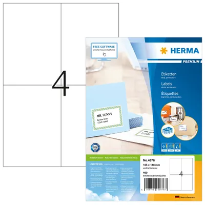 Produktbild von HERMA 4676 Versandetiketten 400 Stück 105x148 mm selbstklebend
