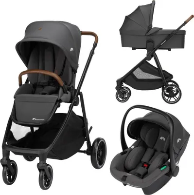 Produktbild von Bebeconfort Luvia Trio, Kinderwagen 3 in 1, 0–4 Jahre, Babyschale, Kinderwagenaufsatz, Smartes Faltsystem, Verstellbarer Schieber, Mineral Graphite