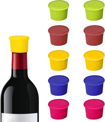 Produktbild von 30er Pack Weinflaschenverschlüsse, wiederverwendbare Silikonkorken, luftdicht und auslaufsicher, für Wein und Champagner, farbcodiert