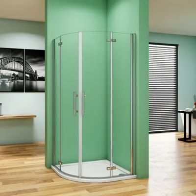Produktbild von 90x90x195cm Duschkabine Eckeinstieg/Viertelkreis Duschabtrennung Duschwand Dusche Duschtür ohne Duschtasse
