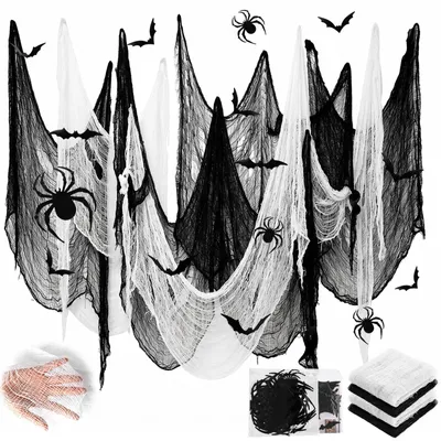 Immagine prodotto di Tessuto per Halloween - Confezione da 4 pezzi - 300 x 76 cm - Nero