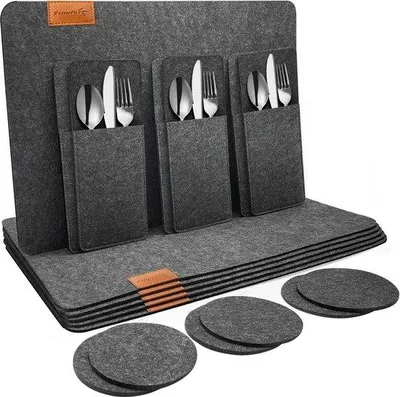 Zdjęcie produktu dla Zmywalne tacki filcowe - Zestaw 18 sztuk - Antracyt - 44 cm x 30 cm