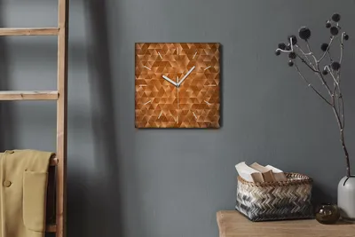Produktbild von Coloray Hodiny Unikátní 30x30 cm  Tiché hodiny Pro obývací pokoj a kuchyň Nástěnné hodiny Plátno Bílé ručičky hodin - Geometrické trojúhelníky