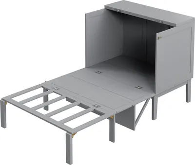 Produktbild von Schrankbett 90x200 cm,Kinderbett(Grau)Wandbett mit Lattenrost, Wandklappbett, vertikales Schrankbett mit Lattenrost, Jugendbett