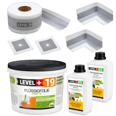 Produktbild von Dichtset Innen Außen Abdichtung-Set SET523 Flüssigfolie 12kg Auf Holz Fliesen OSB Wasserdicht Dichtband 120/70mm Ausdehnbar