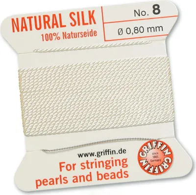 Produktbild von Perlseide Natur weiß Nr-8-0,80mm - 2m / 1 Nadel