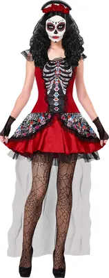 Produktbild von Mujer Dia de los Muertos 3-tlg. XS