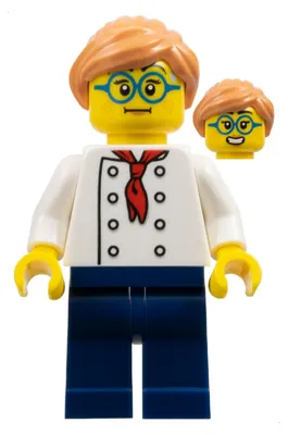 Produktbild von LEGO Minifigur Pizza Chef - Female, White Torso with 8 Buttons, Dark (cty1646)