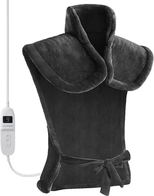 Produktbild von Seranova Gewichtetes Elektrisches Heizkissen für Rücken, Schultern & Nacken – Wärmekissen mit Abschaltautomatik - 9 Heizstufe– 1,3 kg – 100 W – Grau