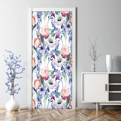 Produktbild von Dekorative Türposter Aufkleber Türsticker selbstklebend Klebefolie Frühlingsblumen 77 x 200 cm