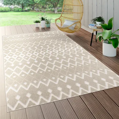Produktbild von In- & Outdoor Teppich, Terrasse u. Balkon, Wetterfest Modern Geometrische Muster Grösse 60x100 cm