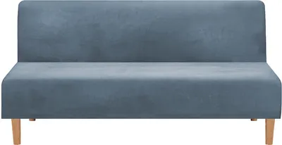 Produktbild von Samt Futon Bezug Armlose Sofabezüge, Schlafsofa Stretch Futon Couchbezug Sofa Schonbezug Möbelschutz, blaue Asche