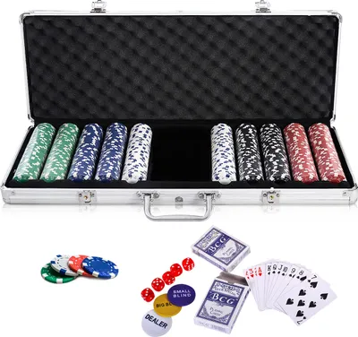Produktbild von GOPLUS Pockerkoffer Pockerset 500 Chips Pockerchips Pocker Set Spielezubehör mit Spielmatte