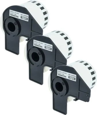 Produktbild von vhbw 3x Rolle mit Halter 62mm x 15,24m (1 Etikette) kompatibel mit Brother PT QL560VP, QL-570, QL-580, QL-580N, QL-650, QL650TD Drucker - Premium Gelb