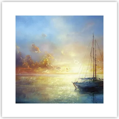 Produktbild von Poster - Poster ohne Rahmen - Segelboot Westen die Sonne - 30x30 cm - Wand Bild - Wanddeko - Wandbilder - Kunstposter - Wandposter - Bilder - Kunstdruck - Wanddekoration - Wandbild - P2XAC30x30-4145