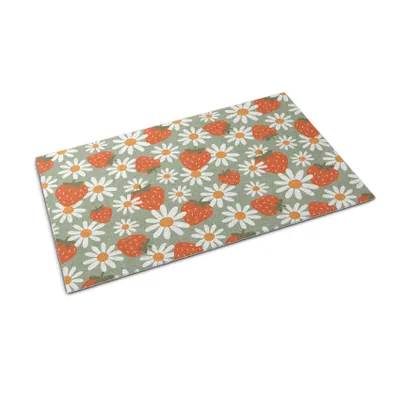 Immagine prodotto di Tappetino per l'ingresso - Sottotappeto per raccogliere lo sporco - Tappetino antiscivolo per interni ed esterni - 150x100 cm - Motivo: fiori di fragola
