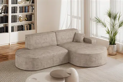 Produktbild von Ecksofa Schlafsofa Sofa VENEDIG Stoff Poso Beige Ottomane Rechts