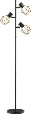 Zdjęcie produktu dla Lampa podłogowa HOMCOM, lampa podłogowa z 3 gniazdami E27, 40 W, lampa podłogowa z 3 regulowanymi płomieniami, do salonu, wysokość 169 cm, metalowa, żarówka nie jest dołączona, czarna