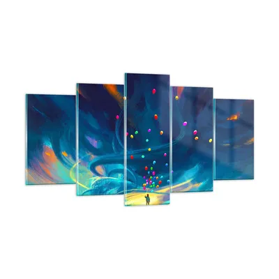 Produktbild von Bilder auf glas - Abstraktion Ballon - 160x85cm - Glasbilder - Wandbilder - Kunstdruck - zum Aufhängen bereit - Wanddekoration aus Glas - Glas Bilder - Wandbild auf Glas - 5 Teile - GEA160x85-3714