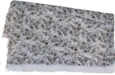 Sommerschal mit Fransen und Blumen-Paisley Muster von Hut-Breiter in blau
