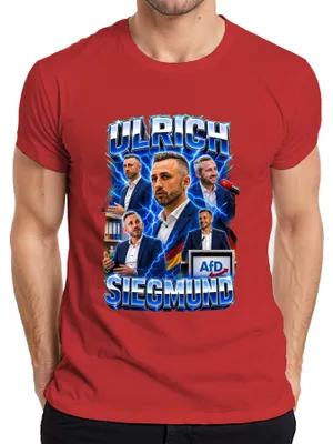 Productafbeelding van Ulrich Siegmund, AfD, Duitsland, Patriotisme, Statement, Sarcasme, Heren T-shirt, Rood, 3XL