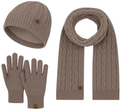 Produktbild von Ultiluxe Winterset für Herren & Damen - Mütze, Schal & Handschuhe - Beige - Uni - Warm gefüttert - Winter Accessoires - Gegen Kälte - Größe Einheit