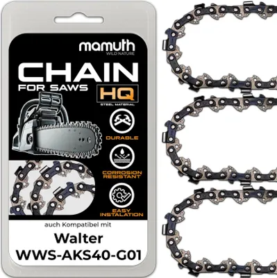 Zdjęcie produktu dla 3x Łańcuch pilarki 35cm 1,1mm 3/8" 52 TG do Walter WWS-AKS40-G01 40V