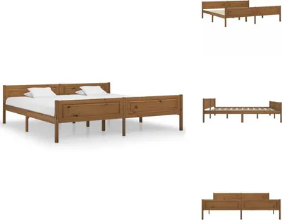 Immagine prodotto di vidaXL Letto in legno massiccio di pino marrone miele 200x200 cm - Letti e strutture letto
