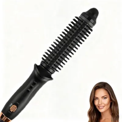 Immagine prodotto di Arriccacapelli elettrico - Set multifunzionale 2 in 1 con spazzola per capelli - Arriccacapelli e piastra portatile - Spazzola per capelli 2 in 1 a temperatura costante - Per uso domestico e professionale - Nero - 25,1 x 4,4 x 4,2 cm