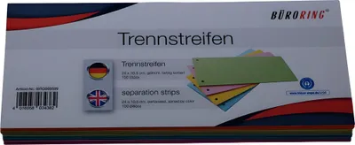 Produktbild von Büroring Trennstreifen sortiert 10,5x24cm, 190g/qm Karton, gelocht