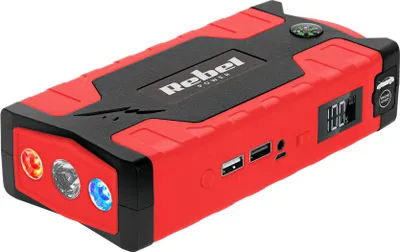 Obrázek produktu pro Rebel URZ0967 Powerbanka se startovacími kabely a kompresorem Jump Starter, 10 000 mAh