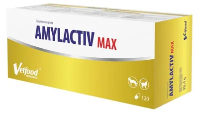 Produktbild von VetFood Amylactiv MAX Verdauungsergänzungsmittel für Hunde und Katzen, 120 Kapseln