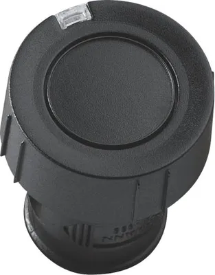 A close-up, top-down view of a black Hörmann Handsender HSZ1 868-BS SW-Europa remote control.