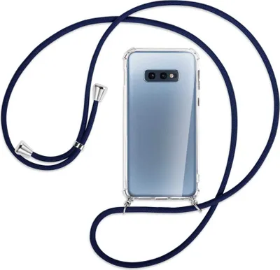 Produktbild von Handykette Backcover-Schutzhülle mit Band (Metall silberfarben) für Samsung Galaxy S10e - dunkelblau