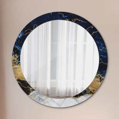 Produktbild von Spiegel - Mirror zum Wandspiegel Schlafzimmer – Schminkspiegel- blau Marmor- Ø80cm