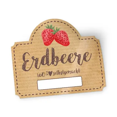 Produktbild von itenga 50 x Marmeladen Etikett Erdbeer 4,5x3,8cm 100% selbstgemacht Sticker
