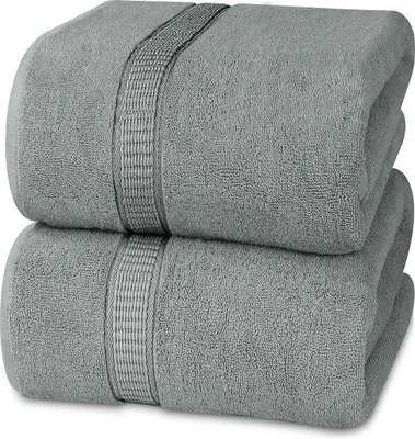 Produktbild von Famanu Jumbo Badetuch 90 x 180 cm, 2er Pack, 100% Ringgesponnen Baumwolle - Extra große, weiche Handtücher