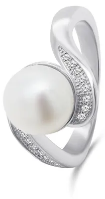 Obrázek produktu pro Okouzlující stříbrný prsten s pravou perlou RI061W - Obvod: 58 mm