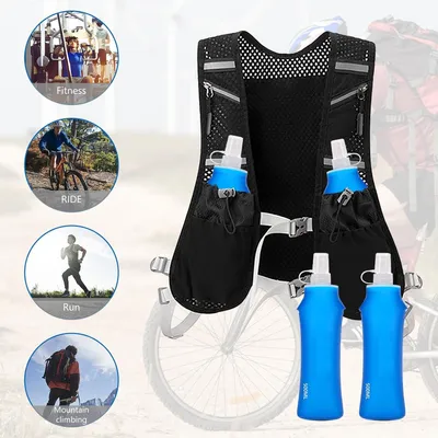 Obrázek produktu pro Reflexní běžecká vesta s 1litrovým vodním měchýřem pro hydratační vak - ideální pro běh, turistiku, cyklistiku a maratony