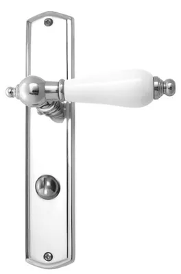 Produktbild von Oscar R039 Ghidini Türgriff-Langschild-Garnitur M4 glanzchrom Handhabe weiß  (Lochung: WC) Lochung: WC