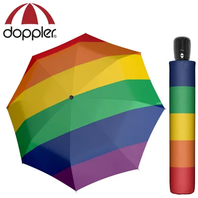 Produktbild von doppler Regenschirm Taschenschirm Magic Mini Auf Zu Automatik Modern Art pride rainbow Regenbogen