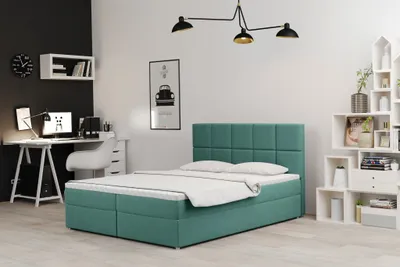 Produktbild von Boxspringbett Schlafzimmerbett FRASCO 180x200cm in Stoff Soro Türkisblau