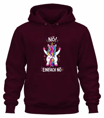 Produktbild von Nö Einfach Nö Einhorn Mittelfinger Statement Sarkasmus Hoodie Kapuzenpullover, Burgundy, M