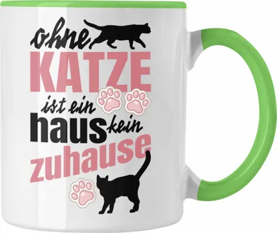 Produktbild von Trendation - Katze Tassen Katzenbesitzer Geschenk Katzen Geschenkidee Lustige Tasse mit Spruch Kater Katzenmama (Grün)