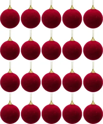 Produktbild von 10/20 Stück Samt-Weihnachtskugeln zum Aufhängen am Weihnachtsbaum mit Schleife – ideal für Hochzeiten, Geburtstage und als Weihnachtsdekoration.