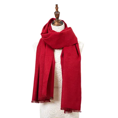 Produktbild von Winterschal XXL Seidenflanell Schal Stola rot - sanft wie Kaschmir 100% Seide