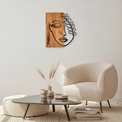 Produktbild von Wallity, Elegantes Wandaccessoire aus Holz & Metall, Walnuss/Schwarz, 51x58 cm